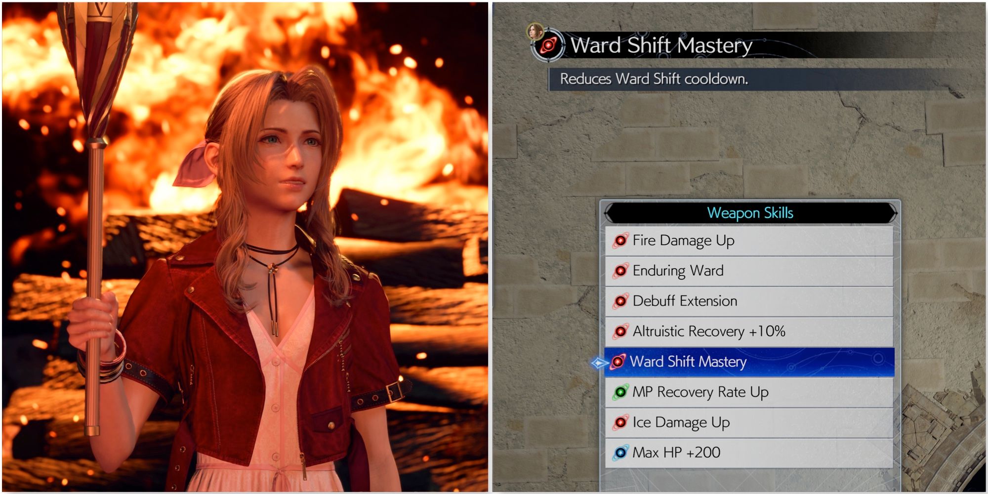 Aerith and Ward Shift Mastery Aerith weapon skill in Final Fantasy 7 Rebirth