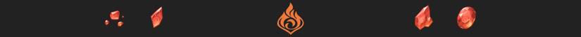 a narrow image strip with the pyro symbol and agnidus agate gems - genshin impact