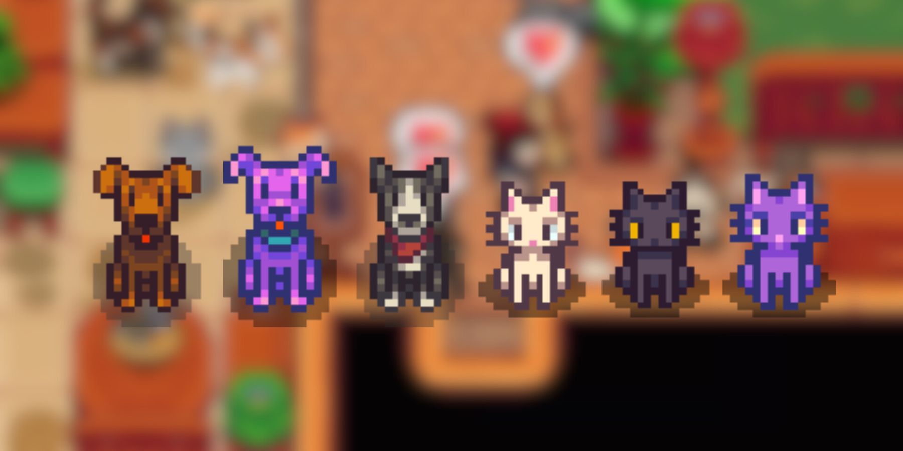 all new dog and cat variants in stardew valley 1.6.