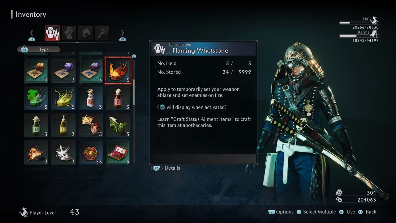 All Status Ailments in Rise of the Ronin Burn Flaming Whetstone