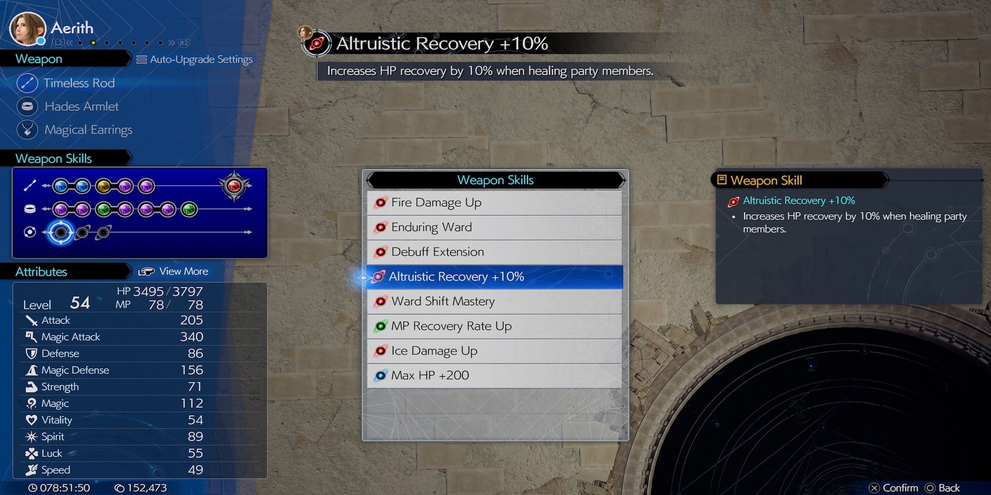 Altruistic Recovery +10% Aerith weapon skill in Final Fantasy 7 Rebirth