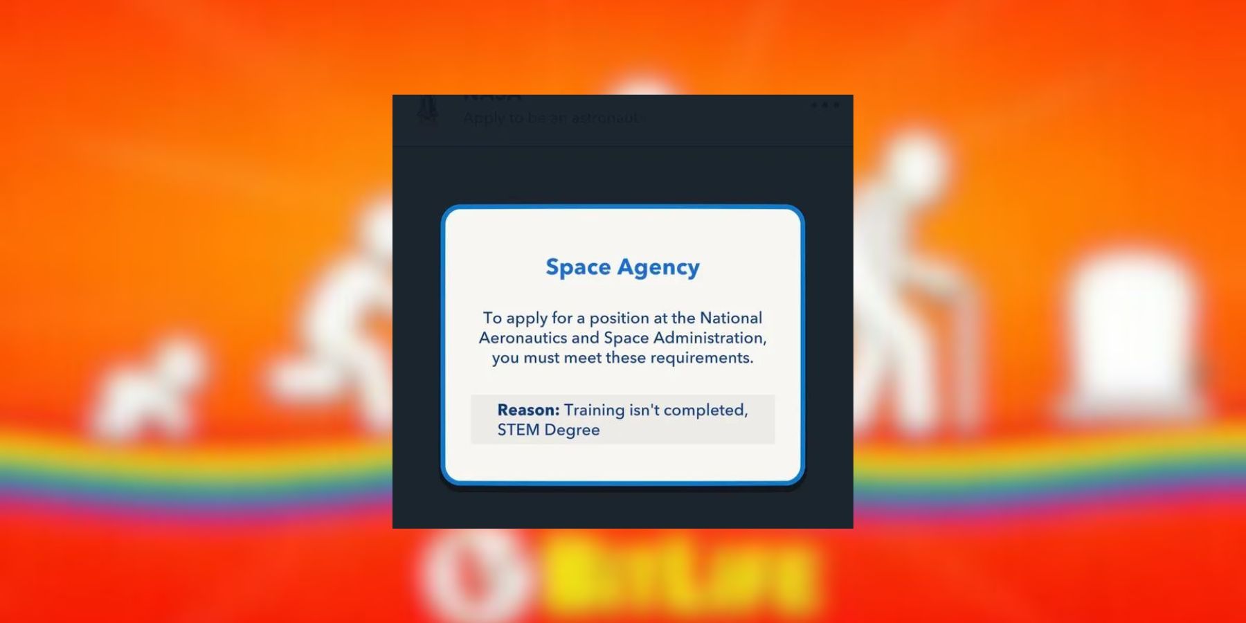 applying to a space agency bitlife