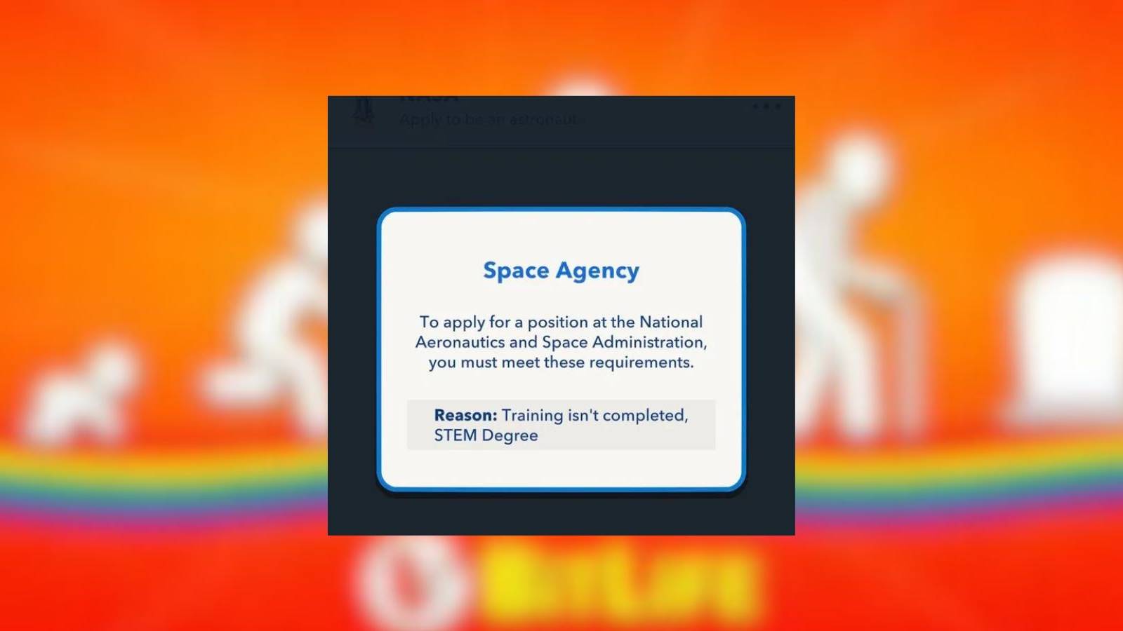 applying to a space agency bitlife