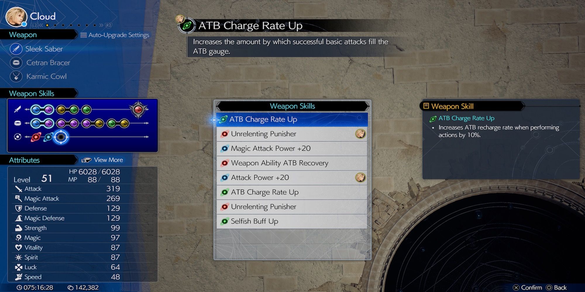 ATB Charge Rate Up weapon skill in Final Fantasy 7 Rebirth