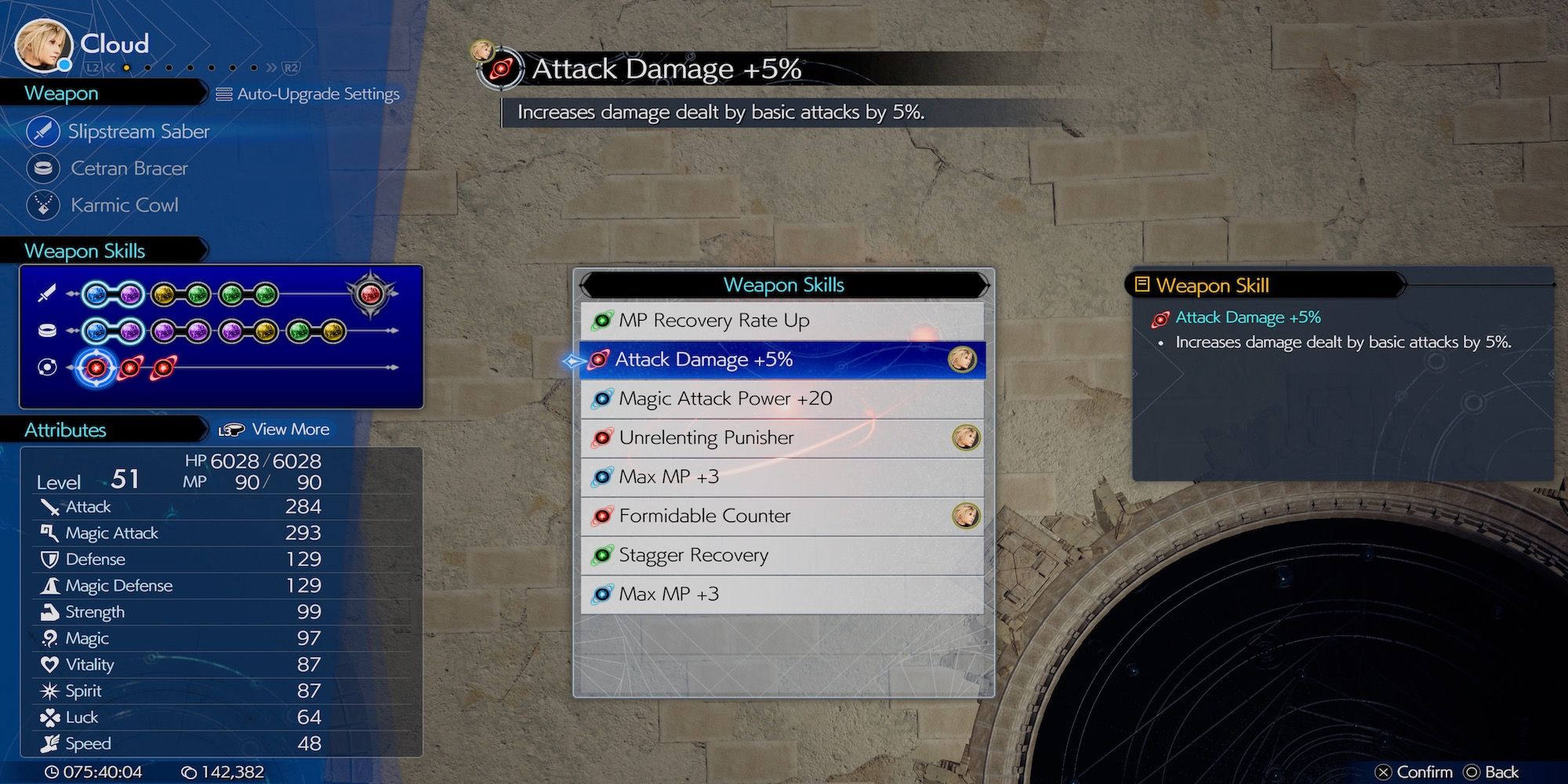 Attack Damage +5% weapon skill in Final Fantasy 7 Rebirth