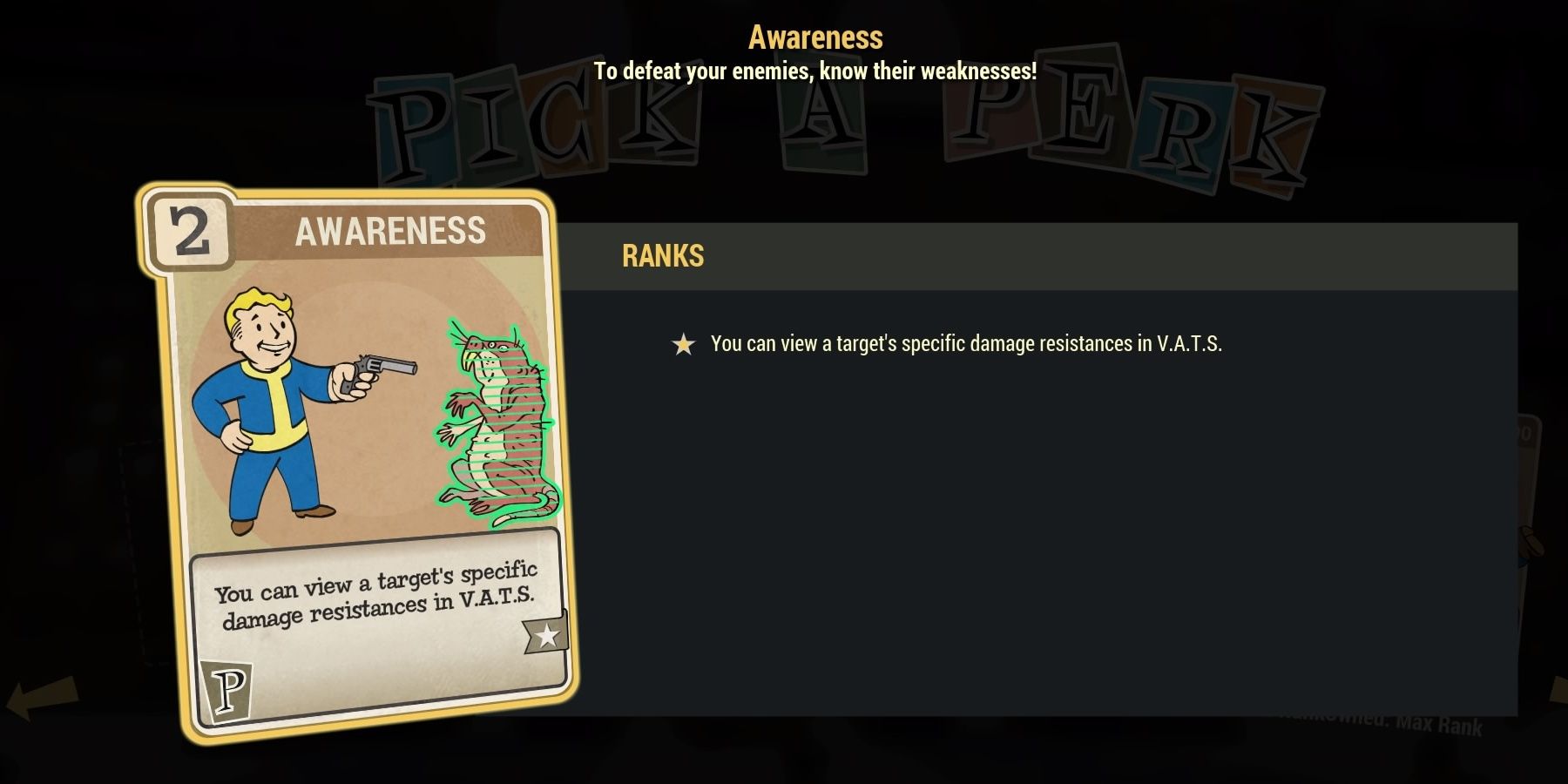 Fallout 76 Awareness Perk Card