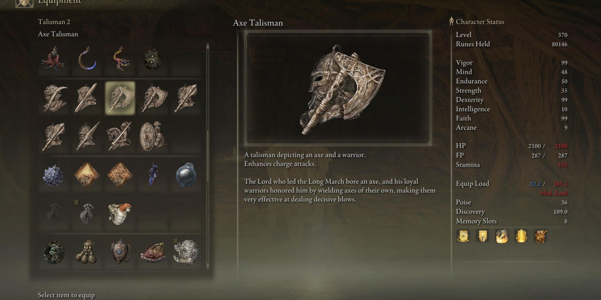 Axe Talisman Information in Elden Ring