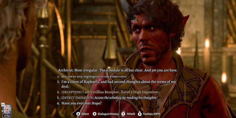 The Archivist has a Deception speech check