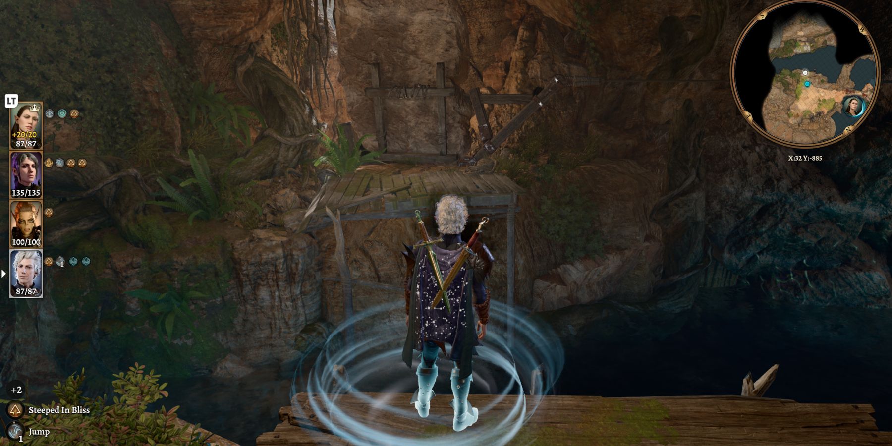 The cave exit blocked a large rock