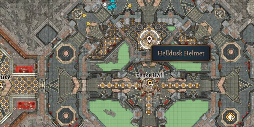 The Helldusk Helmet is labeled on a map of the House of Hope