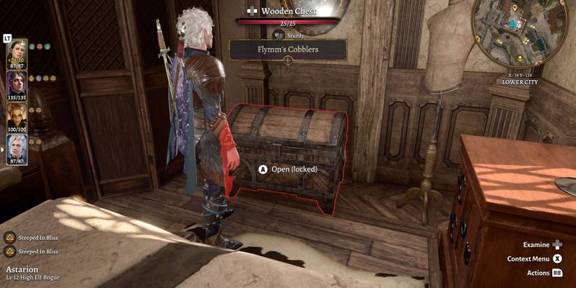 The locked chest at Flymm's Cobblers