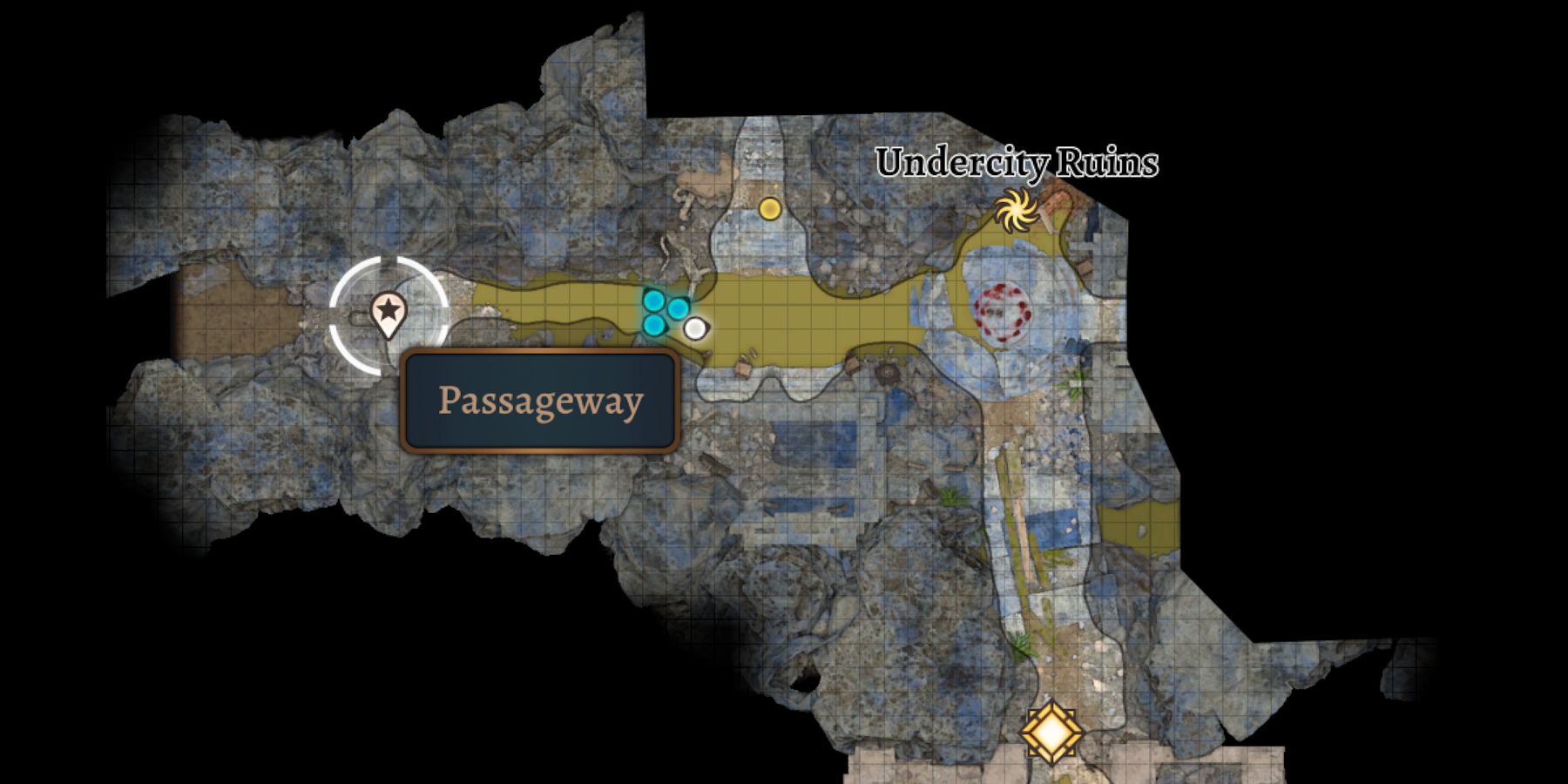 the passageway is labeled on the map