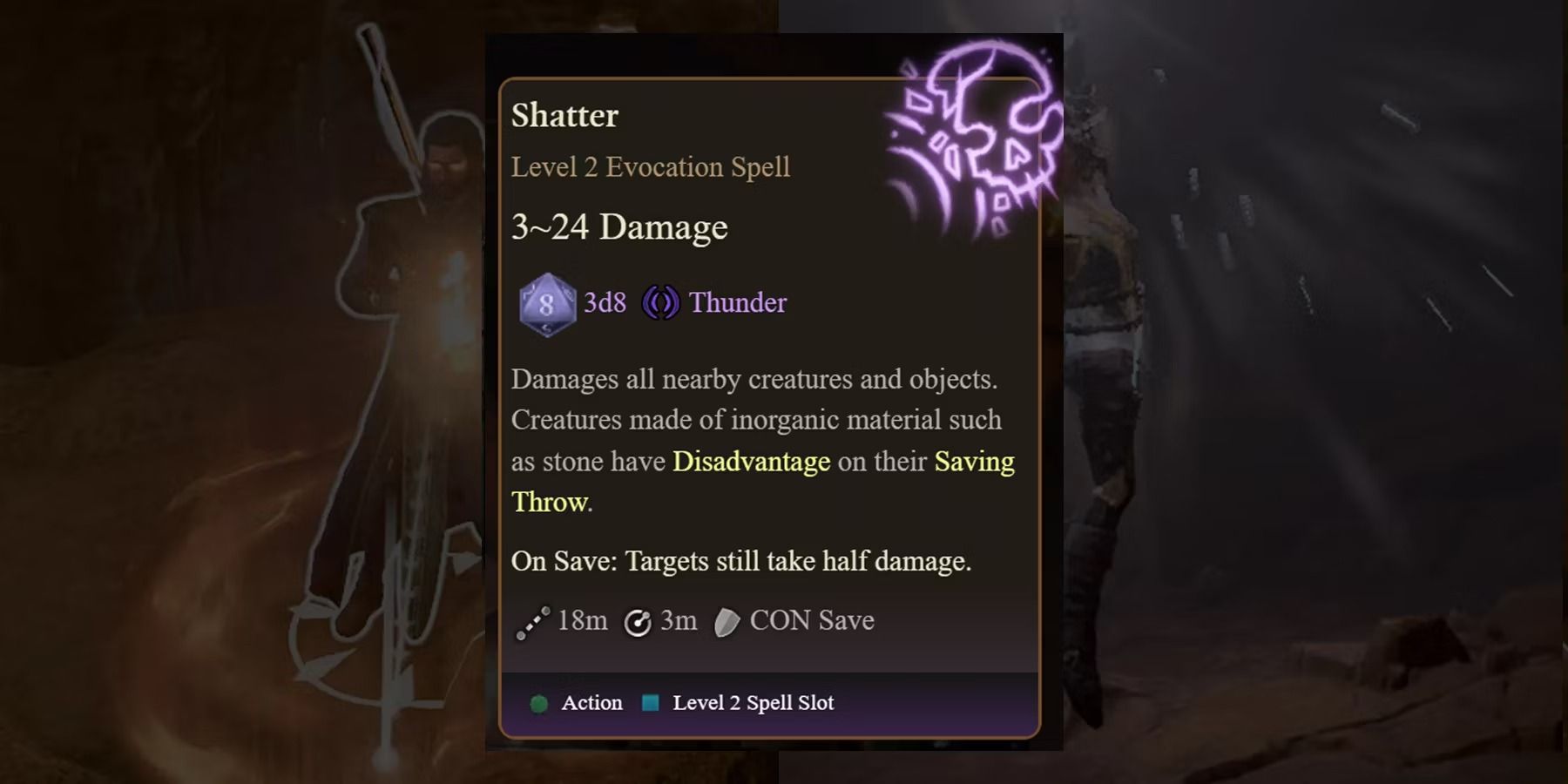 Baldur's Gate 3 Shatter show on inventory screen