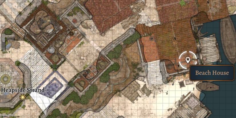 The world map with the beach house highlighter