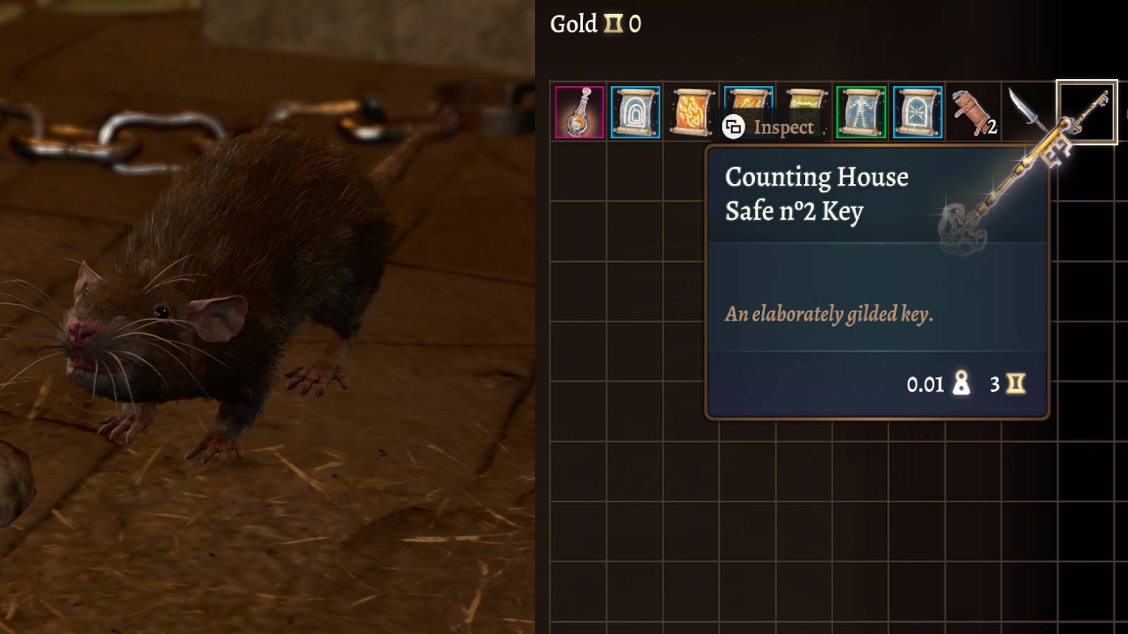 The left half of the image is Skittles the rat. The right side is his shop inventory