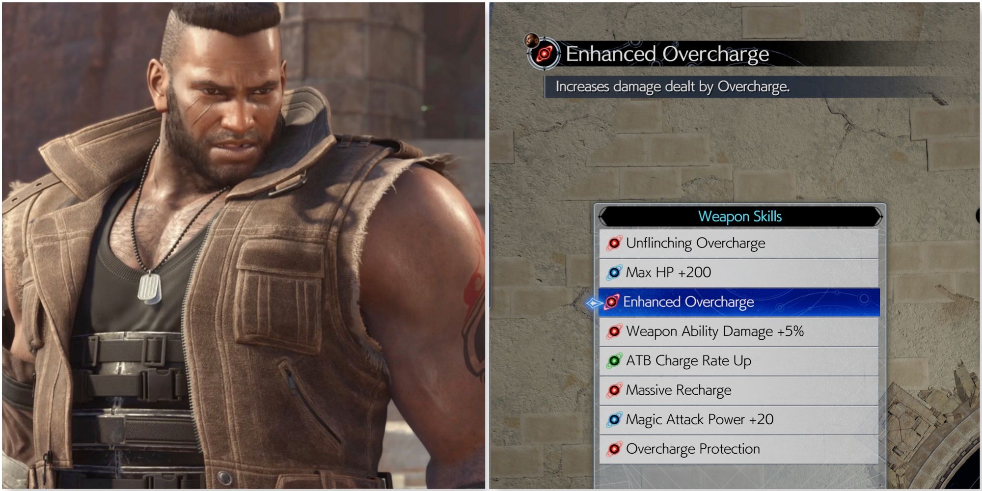 Barret and Enhanced Overcharge Barret weapon skill in Final Fantasy 7 Rebirth