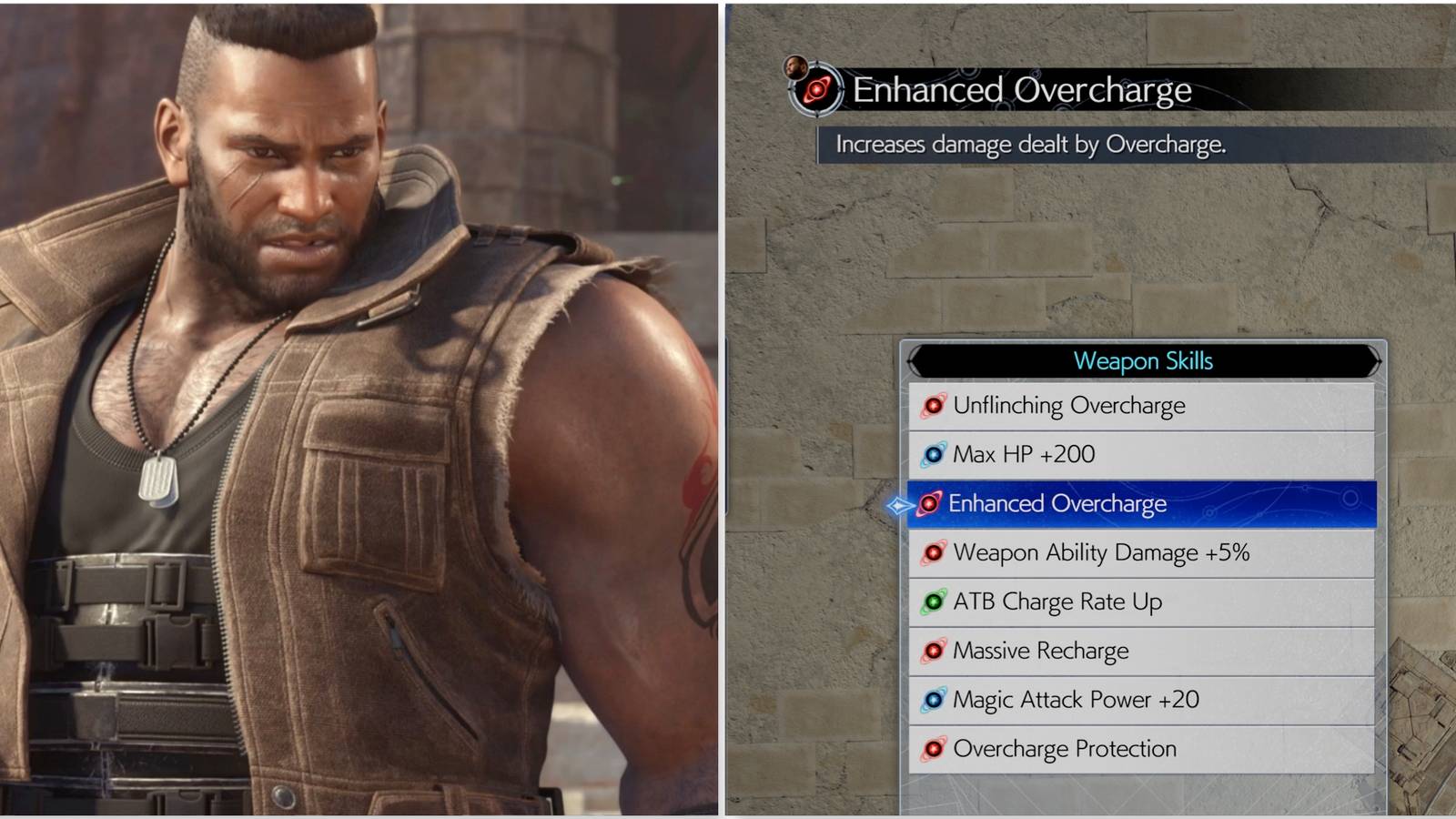 Barret and Enhanced Overcharge Barret weapon skill in Final Fantasy 7 Rebirth