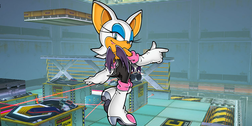 rouge the bat official artwork on backdrop of the Security Hall