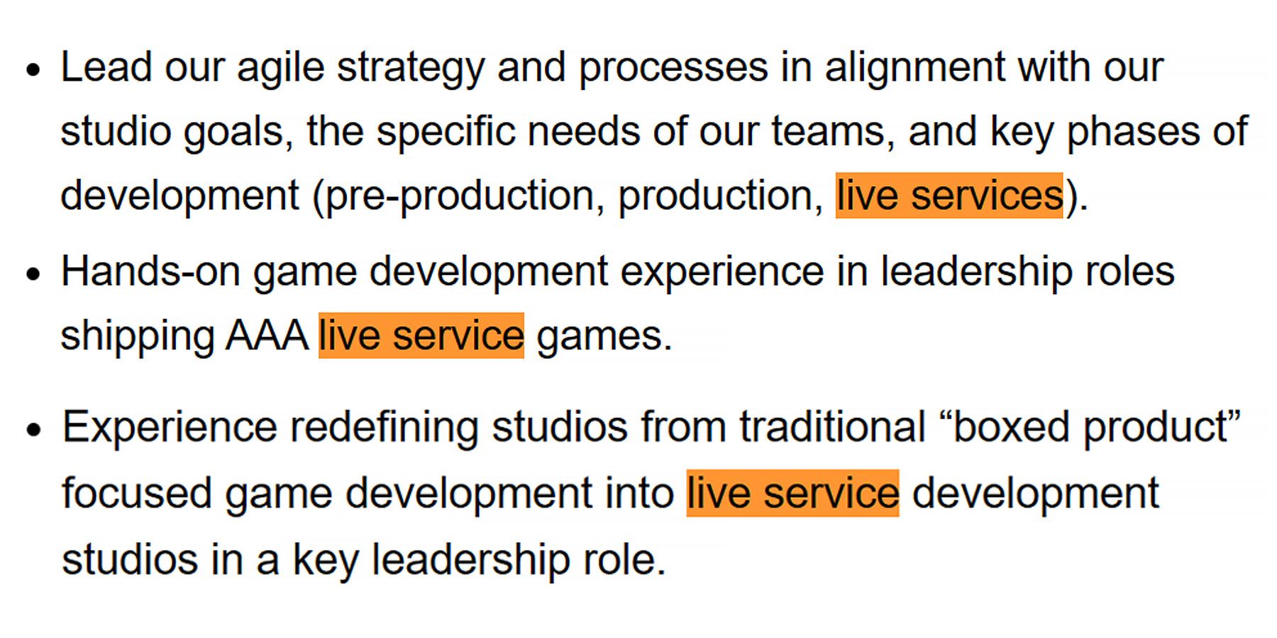 Bend Studio Lead Project Manager March 2024 job listing live service game mentions