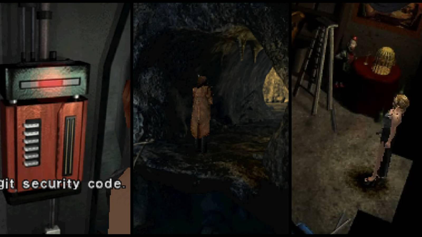Screenshots from Dino Crisis 2, Alone in the Dark The New Nightmare, and Parasite Eve