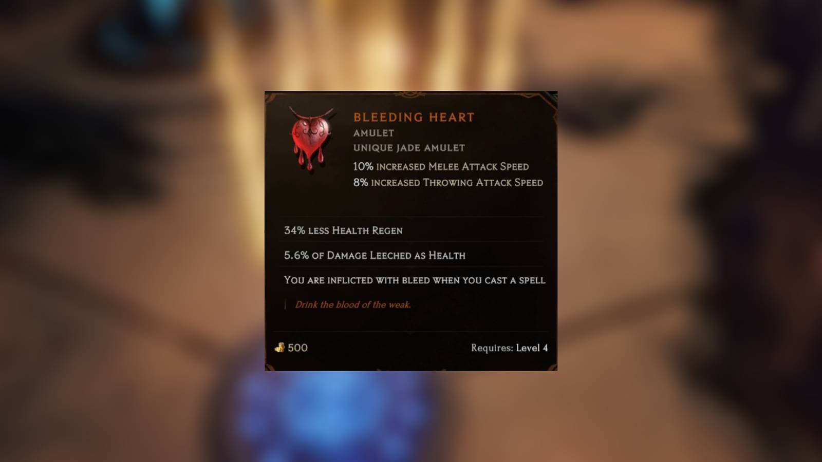 Bleeding Heart amulet in Last Epoch 