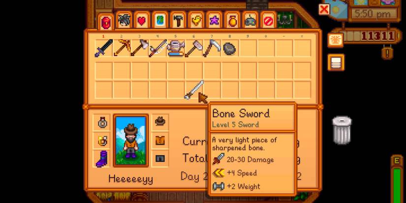 Bone Sword in Stardew Valley