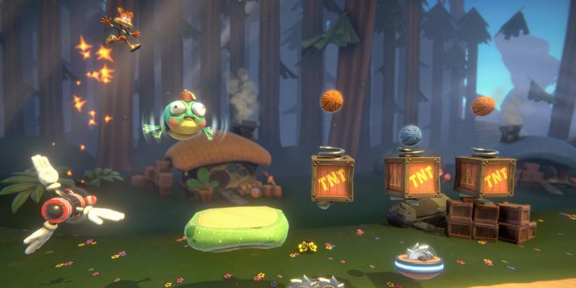 Bubsy dashing around the map in Bubsy Paws on Fire!