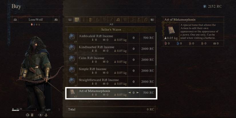 buying art of metamorphosis in dragon dogma 2