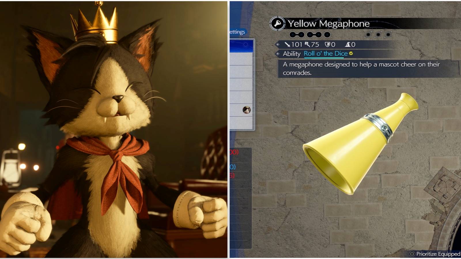 Cait Sith and Yellow Megaphone weapon in Final Fantasy 7 Rebirth