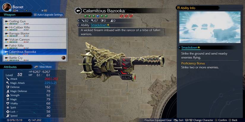Calamitous Bazooka weapon in Final Fantasy 7 Rebirth