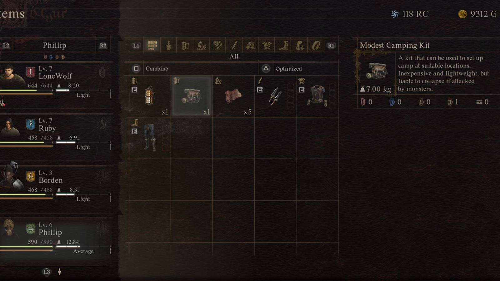 camping kits in storage in dragon dogma 2