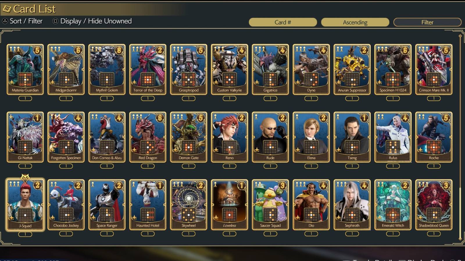 Card List of Queen's Blood in Final Fantasy 7 Rebirth