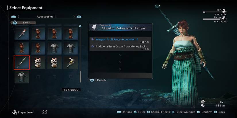 Choshu Retainer’s Hairpin accessory in Rise of the Ronin