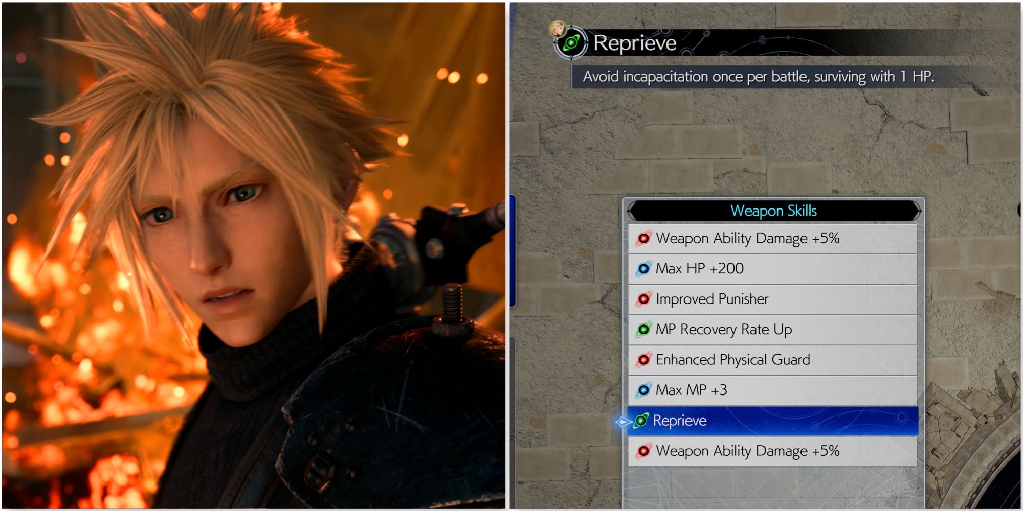 Cloud and reprieve weapon skill in Final Fantasy 7 Rebirth