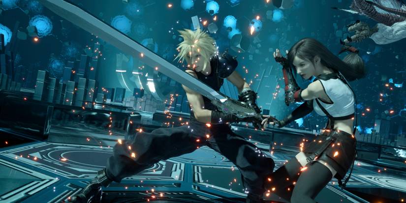 Cloud and Tifa performing a Synergy skill in Final Fantasy 7 Rebirth
