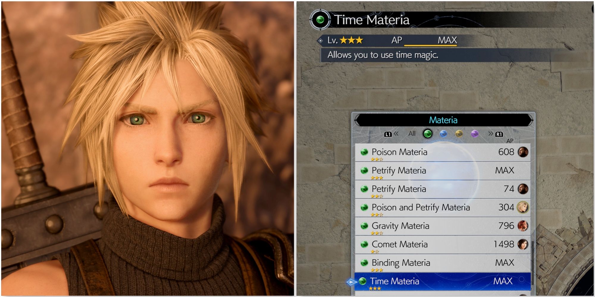 Cloud and Time Materia in Final Fantasy 7 Rebirth