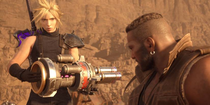 Cloud talking to Barret in Final Fantasy 7 Rebirth