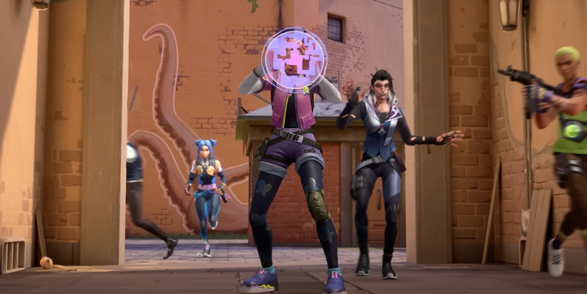 Clove making an entrance with her Ruse while other Valorant Agents enter the field with her