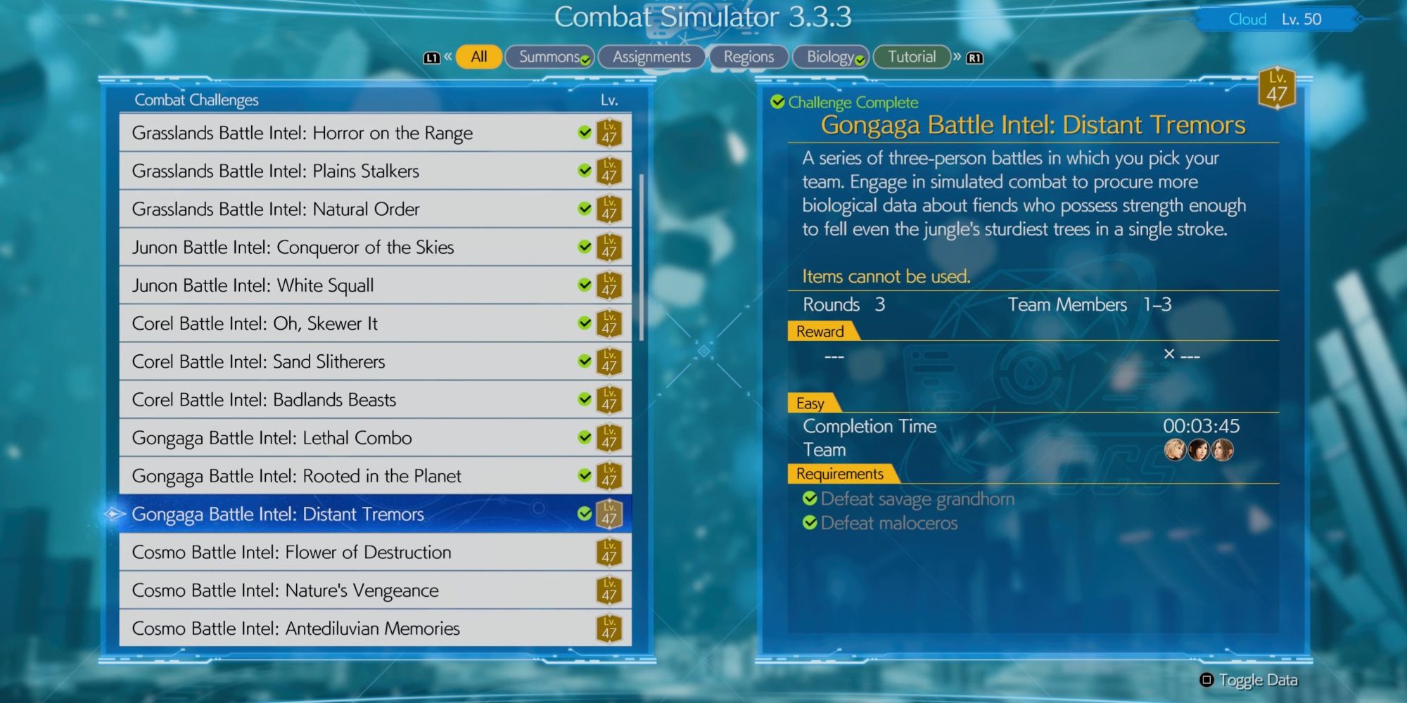 Combat Simulator 3.3.3 in Final Fantasy 7 Rebirth