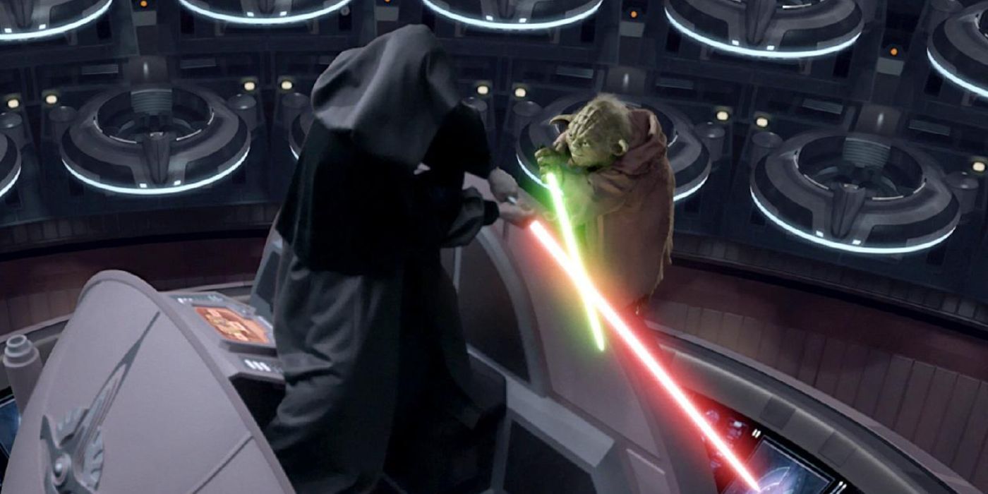 Palpatine and Yoda's fight in the senate