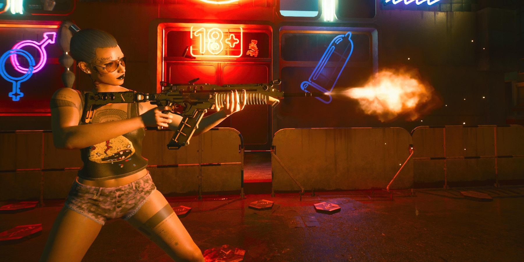 Cyberpunk 2077 Custom V Shooting a Gun