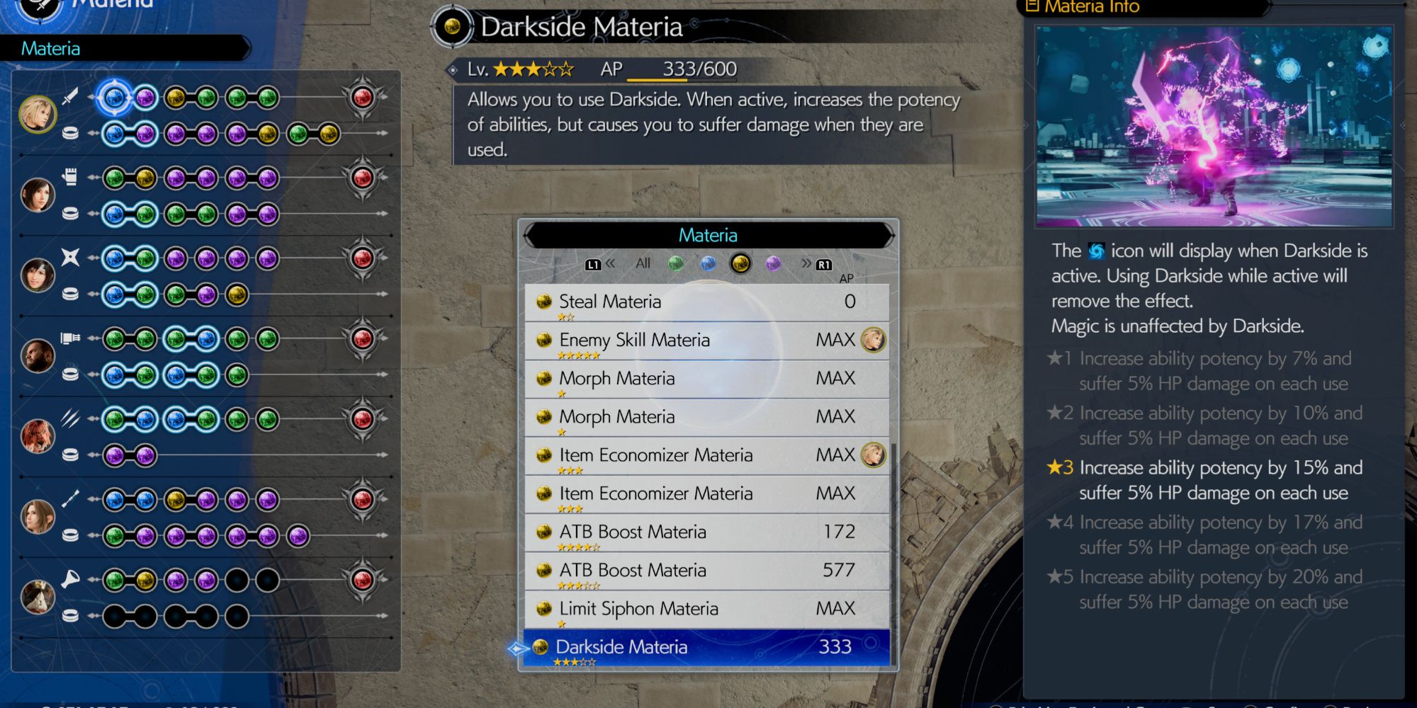 Darkside Materia in Final Fantasy 7 Rebirth