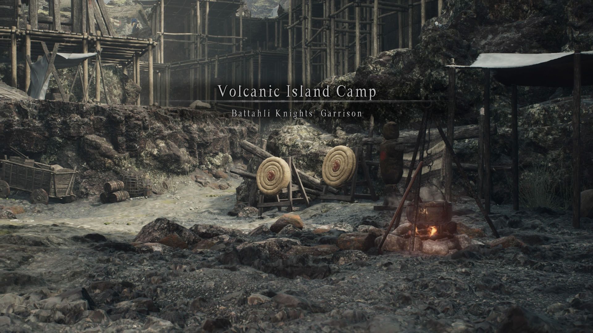 The Volcanic Island Camp settlement from Dragon's Dogma 2