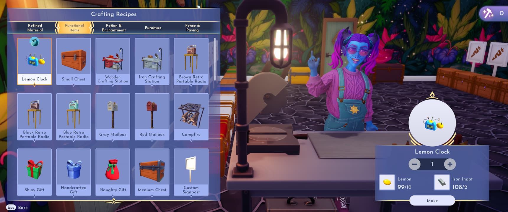 Crafting the Lemon Clock for Sulley's Friendship quest The Power of Knowledge in Disney Dreamlight Valley