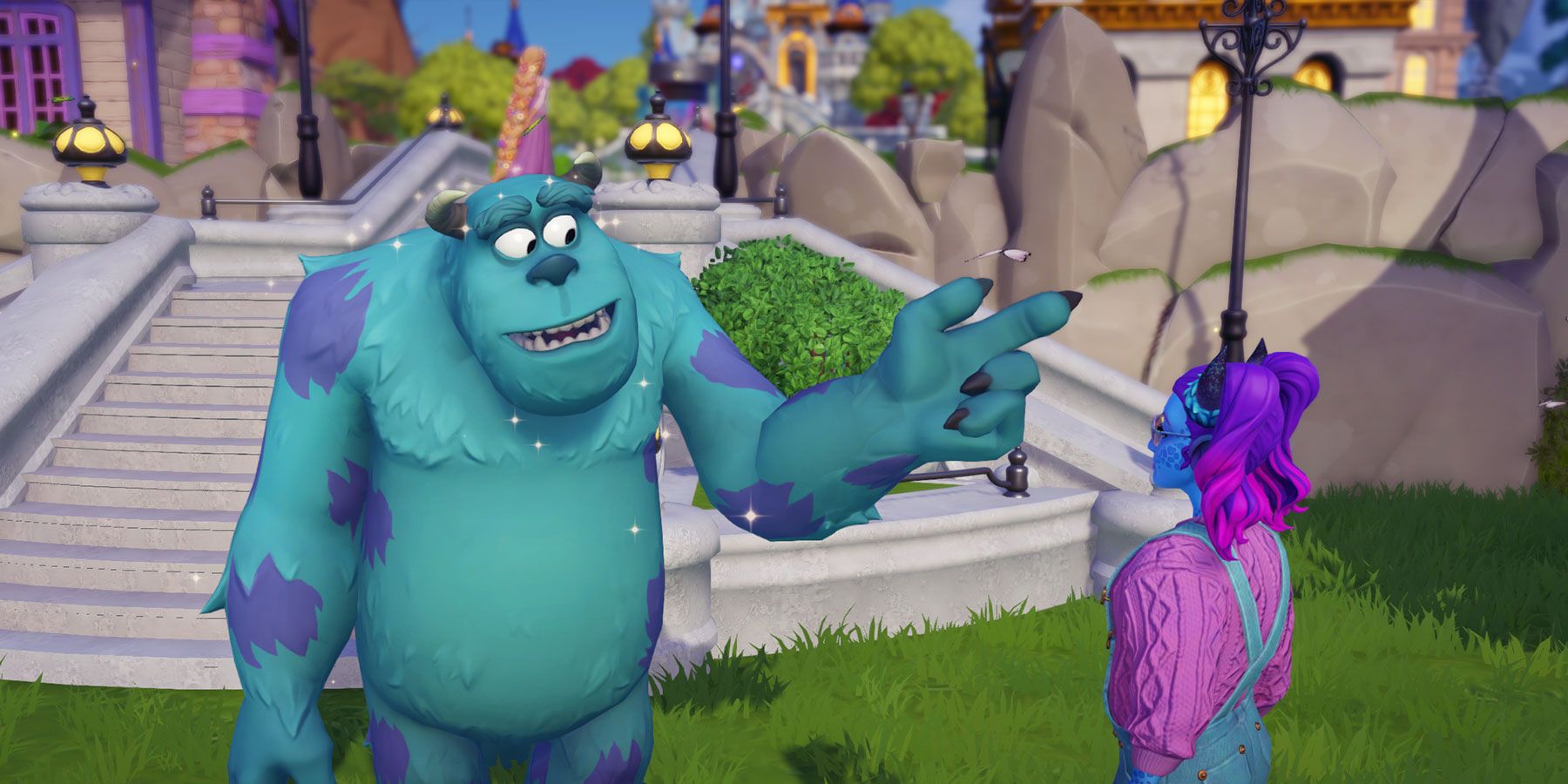 Sulley and player character in Disney Dreamlight Valley