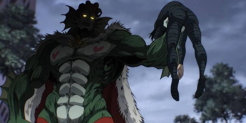 Deep Sea King punches the hero Stinger.