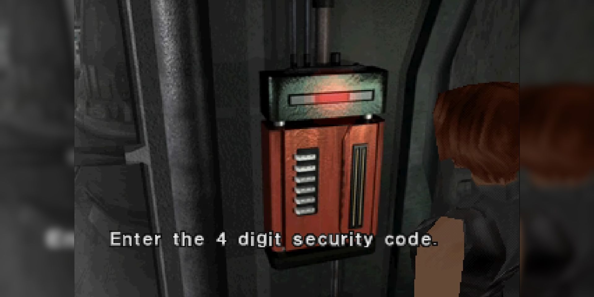 Entering a security code in Dino Crisis 2