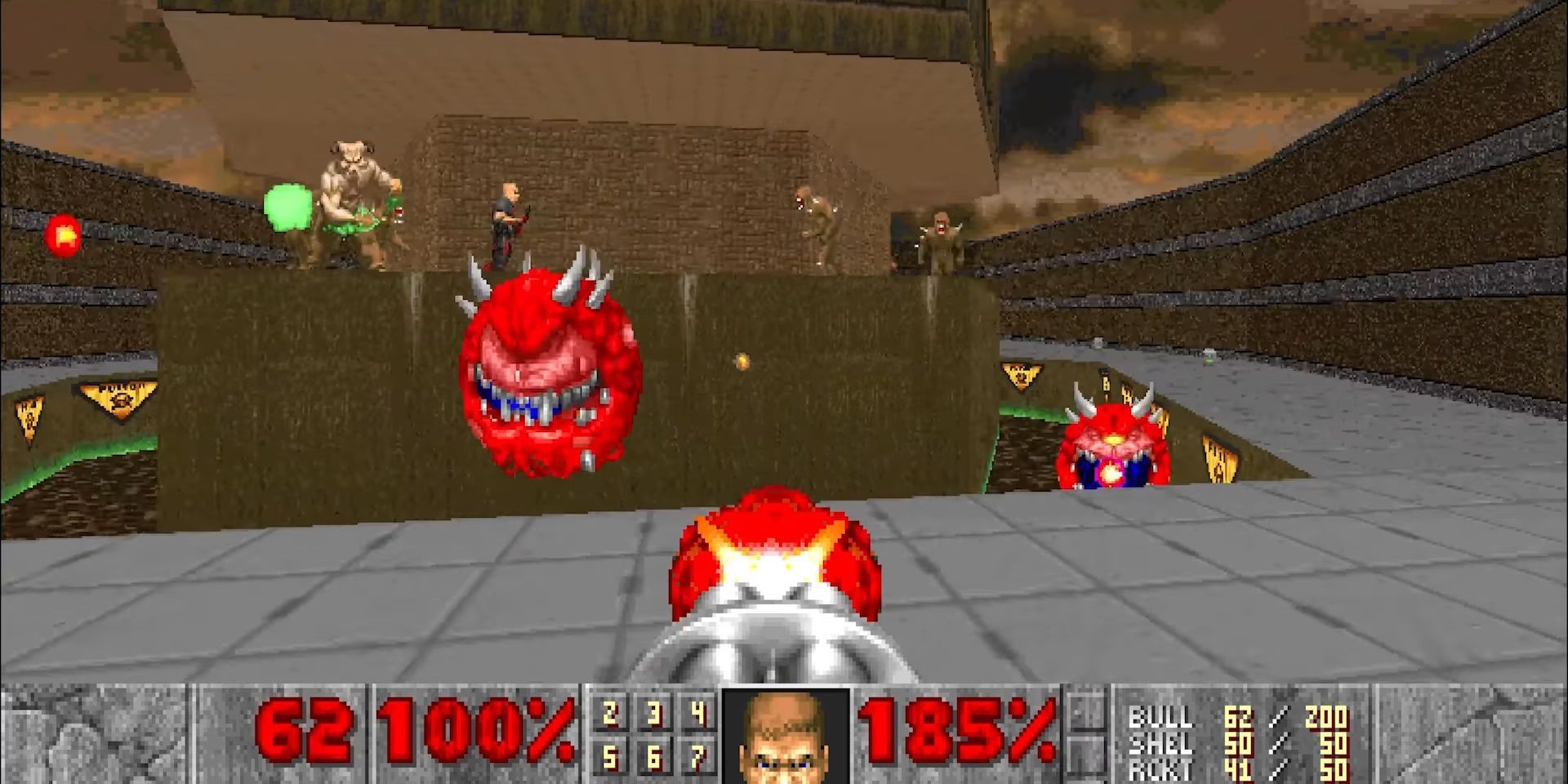 Fighting many enemies at once in Doom 2