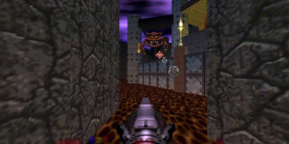 Shooting an enemy in Doom 64