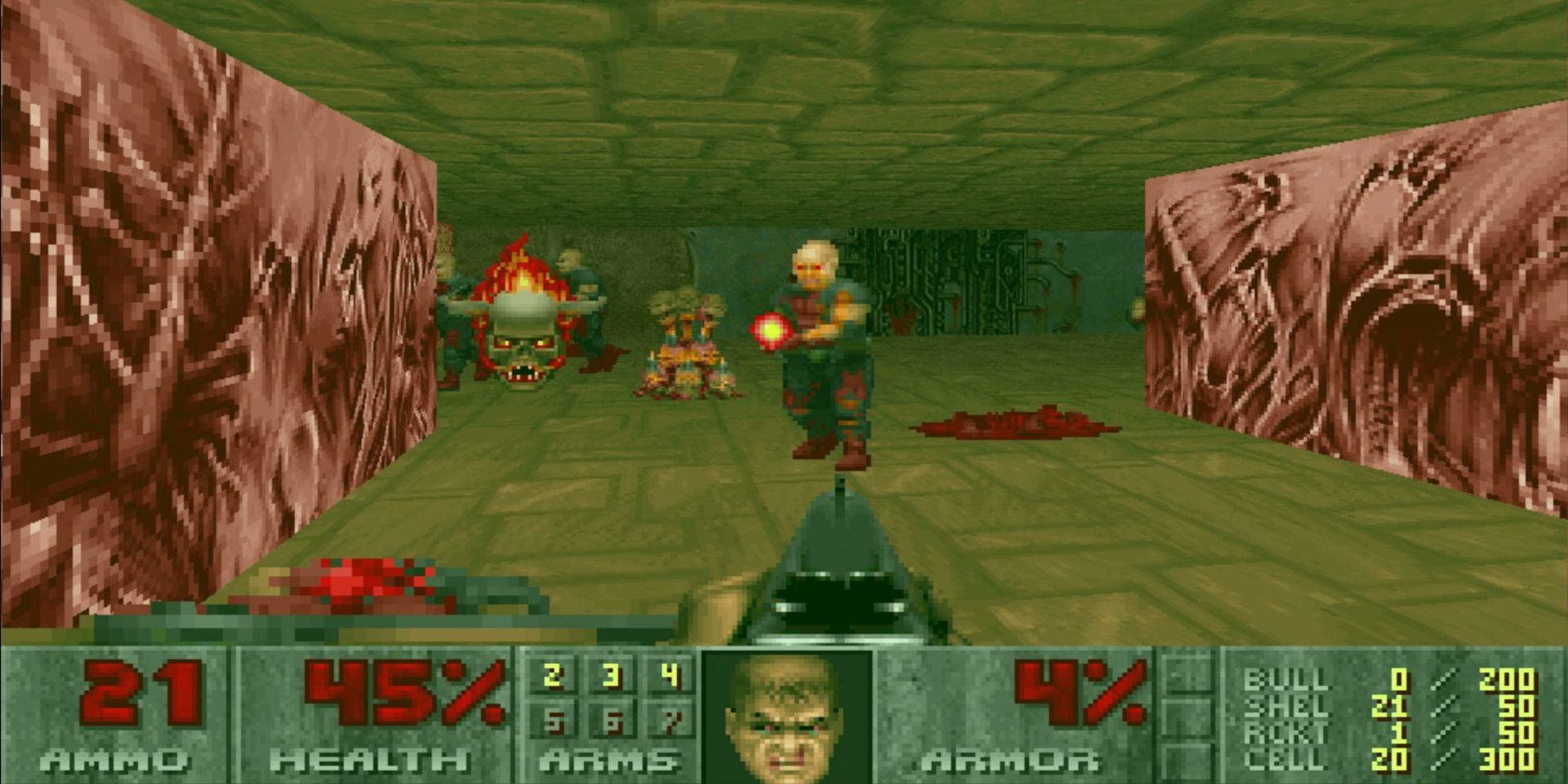 Shooting at a stationary enemy in Doom